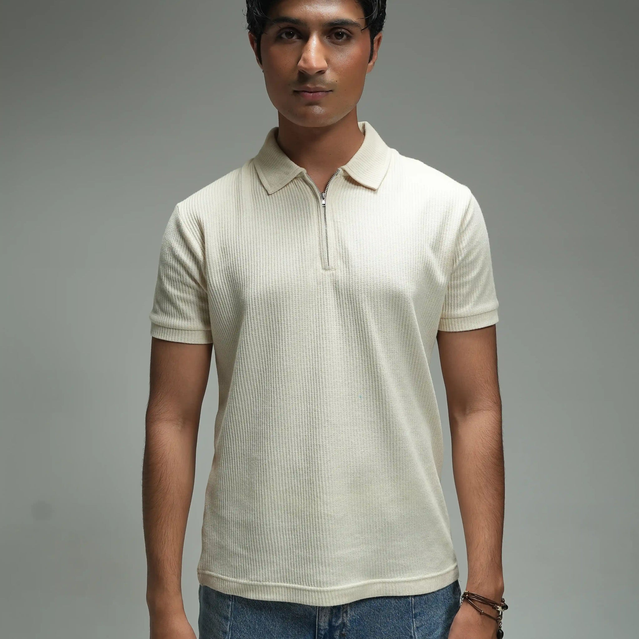 Men’s Regular Zip-up Polo T-Shirt