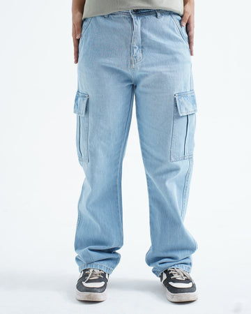 Ice Blue Denim Cargo
